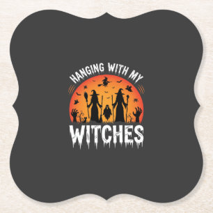 Halloween mit meinen Hexen unter dem Vintage-Mond Untersetzer