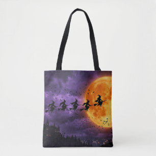 Halloween mit Mond und Hexe