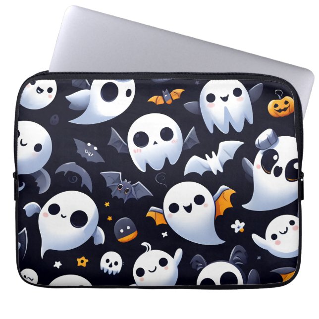 Halloween mit niedlichem Geist Laptopschutzhülle (Vorderseite)