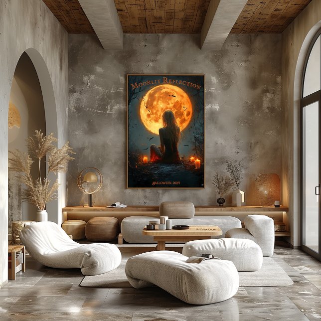 Halloween mit Vollmond, Kerzen & Fledermäusen Poster (Von Creator hochgeladen)