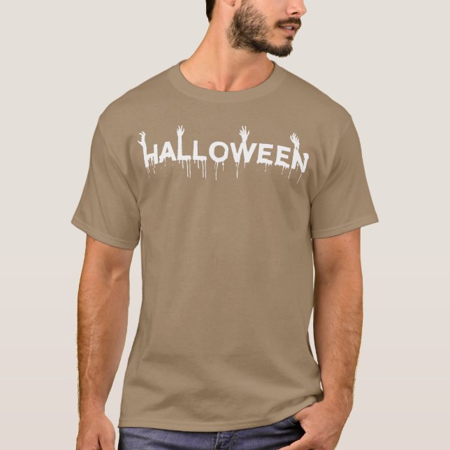 Halloween mit Zombie Hands Freund T-Shirt (Vorderseite)