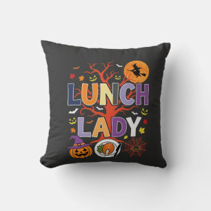 Halloween Mittagessen Dame Hexe Küche Vektor Kissen