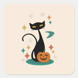 Halloween Mitte des Jahrhunderts Black Cat Sticker