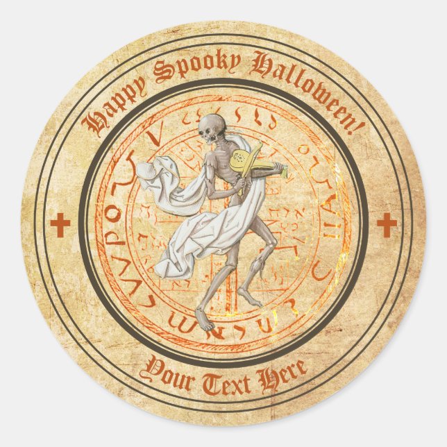 Halloween Mittelalterliches Skelettband Runder Aufkleber (Vorderseite)