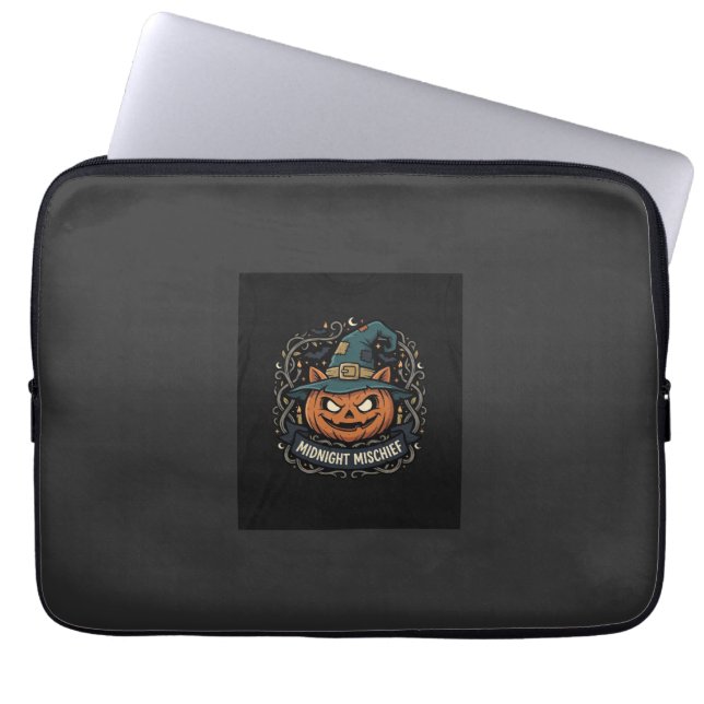 Halloween-Mitternacht-Kürbis-Schabernack Laptopschutzhülle (Vorderseite)