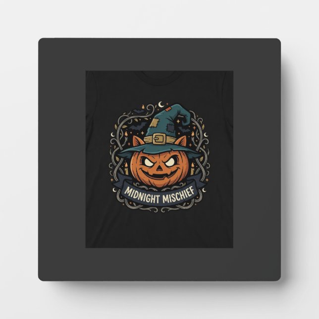 Halloween Mitternacht Kürbis Unfug Fotoplatte (Vorderseite)
