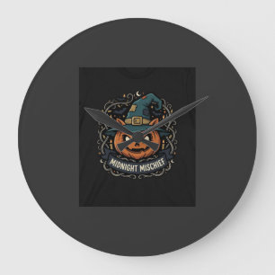 Halloween Mitternacht Kürbis Unfug Große Wanduhr
