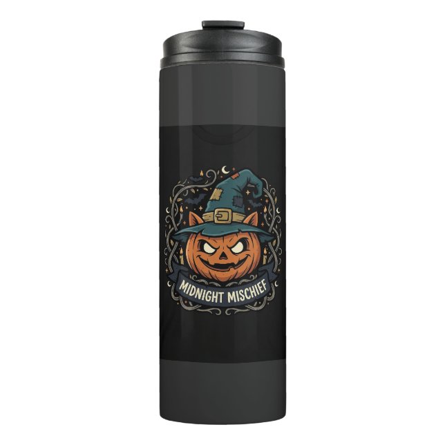 Halloween Mitternacht Kürbis Unfug Thermosbecher (Vorderseite)
