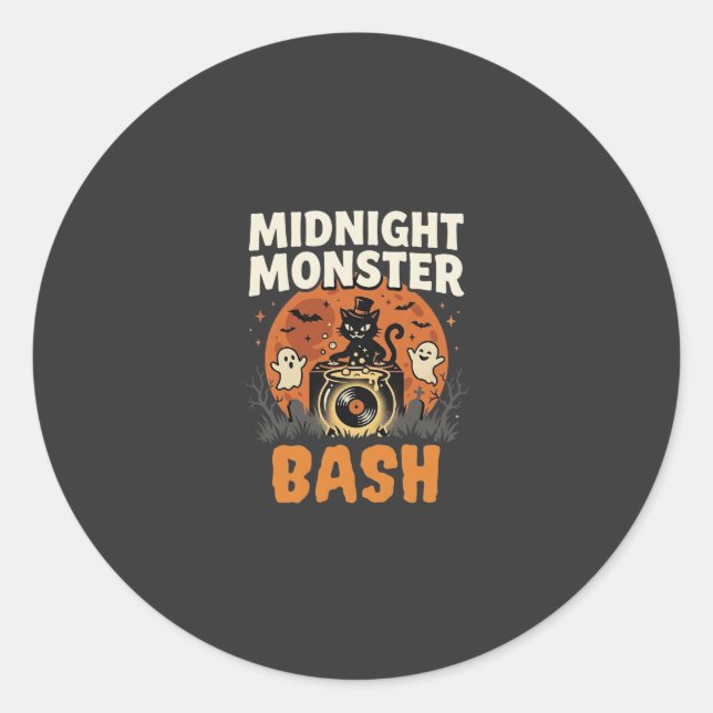 Halloween Mitternacht Monster Bash Runder Aufkleber (Vorderseite)