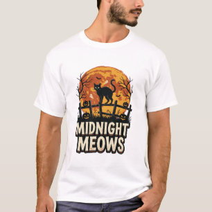 Halloween Mitternachts-Katzen-Geisterstunde T-Shirt