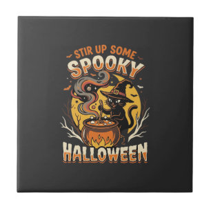 Halloween Mitternachts-Zauber-Magie Fliese