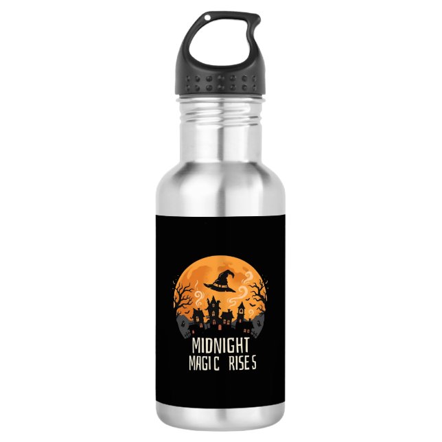 Halloween Mitternachtszauber Edelstahlflasche (Vorderseite)