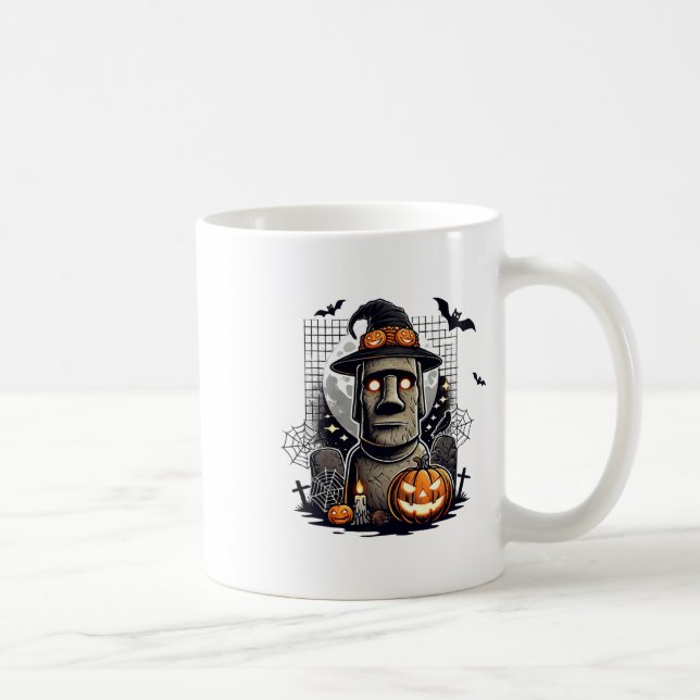 Halloween-Moai-Statue Antike Kultur  Kaffeetasse (Rechts)