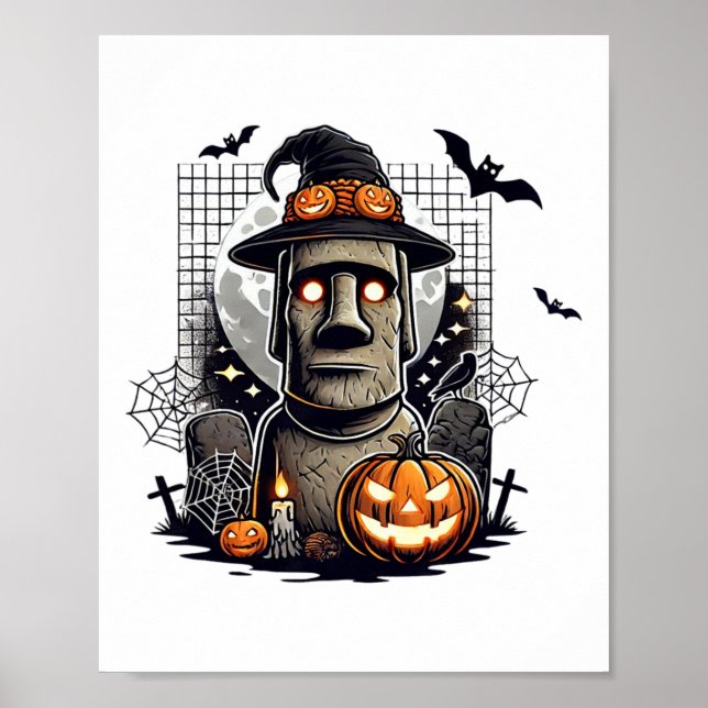 Halloween-Moai-Statue Antike Kultur  Poster (Vorne)
