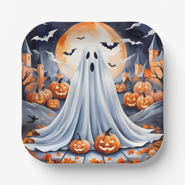 Halloween Modern Pumpkin Autumn Collection Pappteller (Vorderseite)