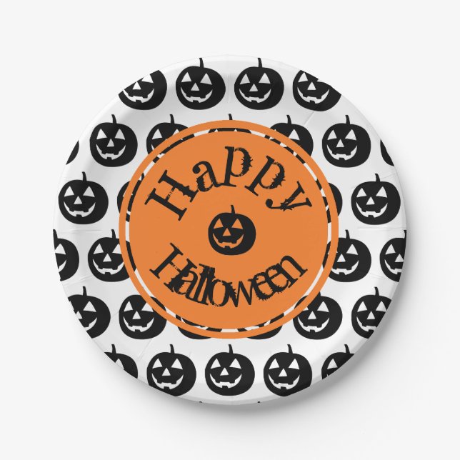 Halloween Modern Pumpkin Design Pappteller (Vorderseite)
