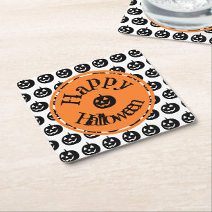 Halloween Modern Pumpkin Design Rechteckiger Pappuntersetzer