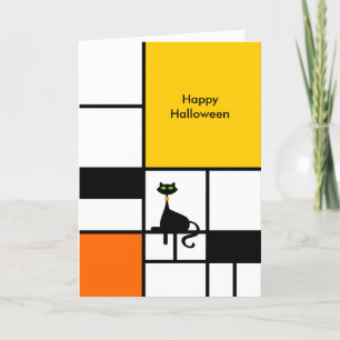 Halloween-Moderne-Kunst-Katze Feiertagskarte