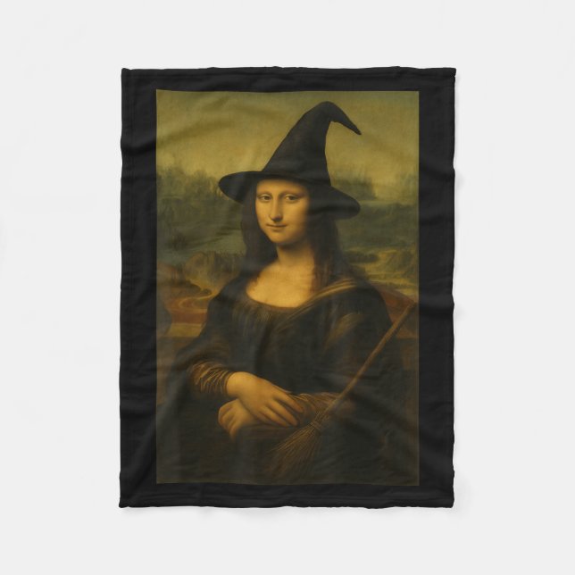 Halloween Mona Lisa Hexe  Fleecedecke (Vorderseite)