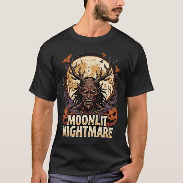 Halloween-Mond-Dämon-Geist T-Shirt (Vorderseite)