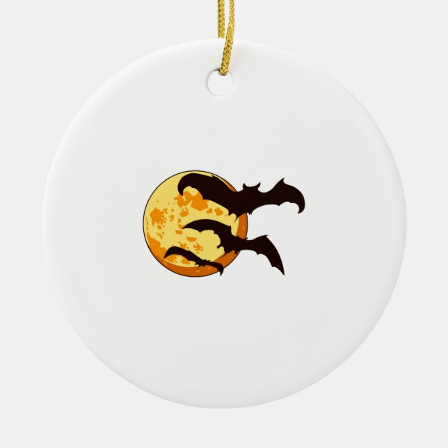 Halloween-Mond & Fledermäuse Keramik Ornament (Vorne)