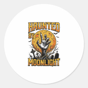 Halloween-Mond-Friedhof-Vintage-Stich-Shirt_1 Runder Aufkleber