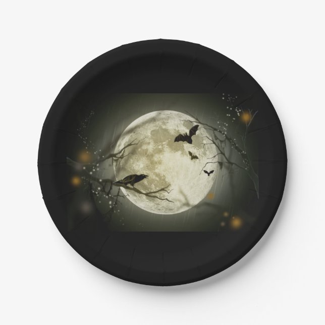 Halloween Mond Pappteller (Vorderseite)