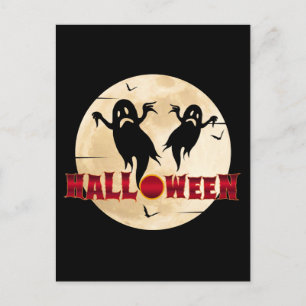 Halloween-Mond-Silhouette-Geister-Fledermäuse Postkarte