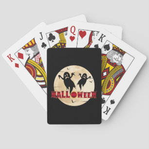 Halloween-Mond-Silhouette-Geister-Fledermäuse Spielkarten