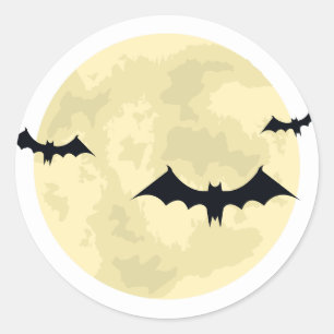 Halloween Mond und Fledermäuse Runder Aufkleber
