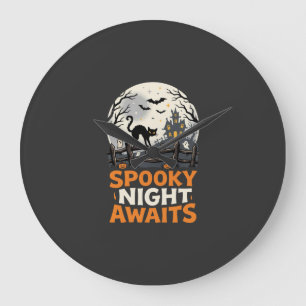 Halloween Mondscheinschauer Nacht Große Wanduhr