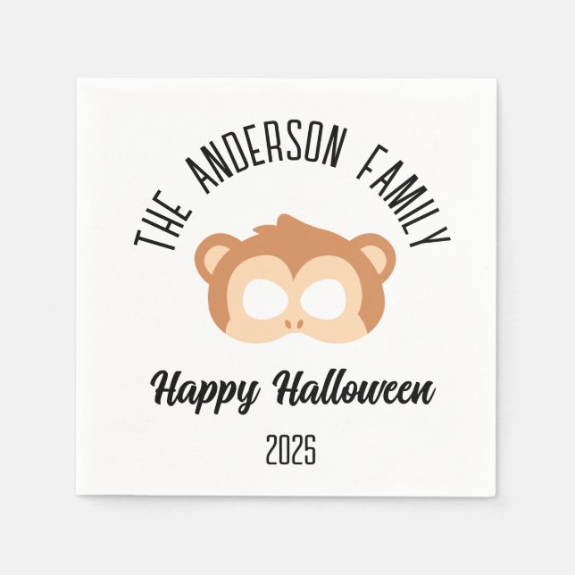 Halloween Monkey Masquerade Kostüm Serviette (Vorderseite)