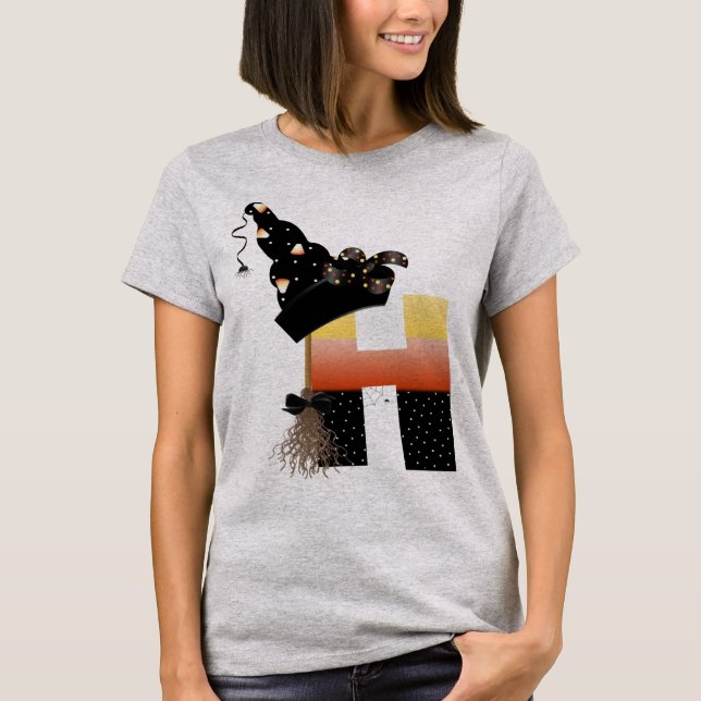 Halloween Monogram Letter H T-Shirt (Vorderseite)