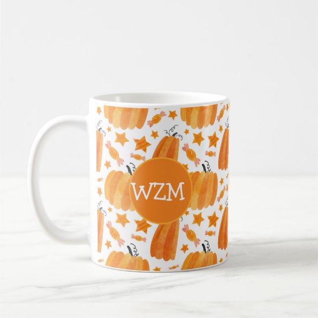 Halloween Monogram Pumpkin Coffee Tasse (Links)