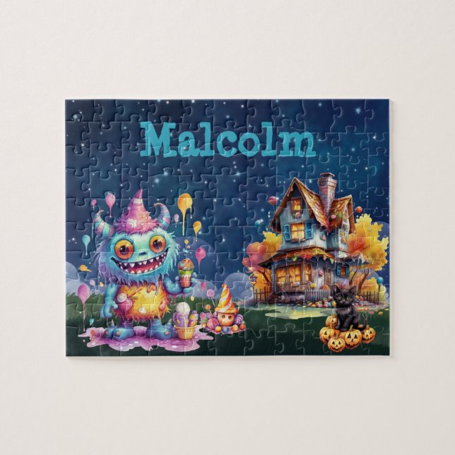 Halloween Monster Custom Child Name Puzzle  (Horizontal)