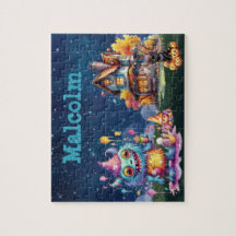 Halloween Monster Custom Child Name Puzzle 
