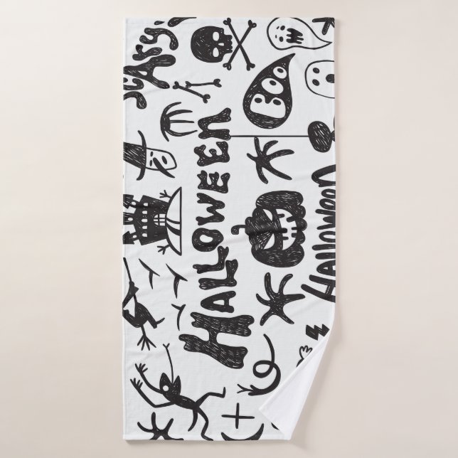 Halloween Monster Doodles Spaß Badehandtuch (Badehandtuch)