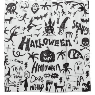 Halloween Monster Doodles Spaß Duschvorhang