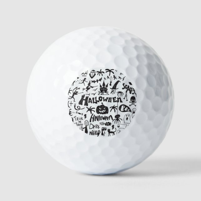 Halloween Monster Doodles Spaß Golfball (Vorderseite)