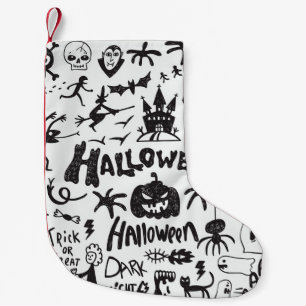 Halloween Monster Doodles Spaß Kleiner Weihnachtsstrumpf