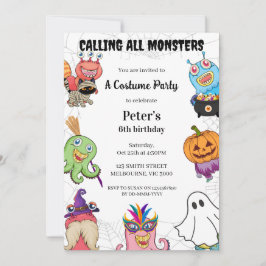 Halloween Monster Geburtstagskostüm-Party Einladung