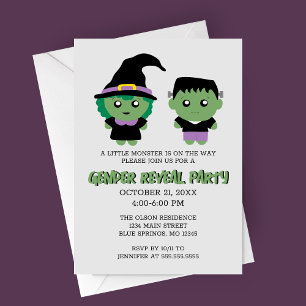 Halloween Monster Gender Reveal Party Einladung