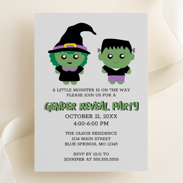 Halloween Monster Gender Reveal Party Einladung (Von Creator hochgeladen)