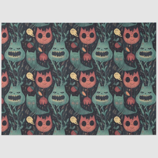Halloween-Monster im Spuk Wald Seidenpapier (Vorderseite)