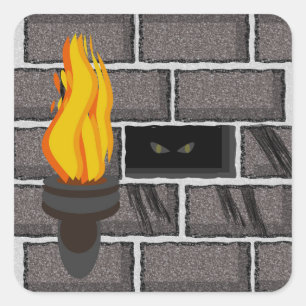 Halloween-Monster-in-der-Wand-Aufkleber Quadratischer Aufkleber