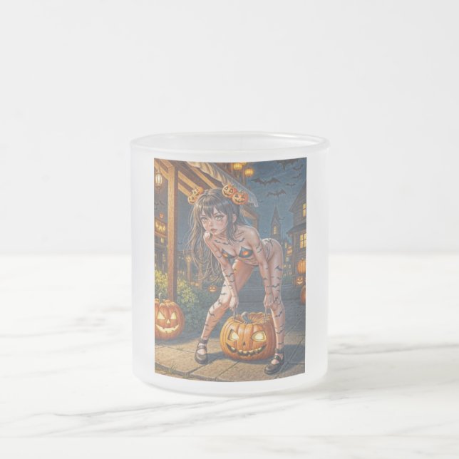 Halloween Monster Jack-o-Lantern & Bat Vixen Girl Mattglastasse (Mittel)