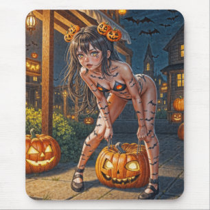 Halloween-Monster Jack-o-Lantern und Fledermaus-Vi Mousepad