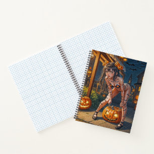 Halloween-Monster Jack-o-Lantern und Fledermaus-Vi Notizbuch