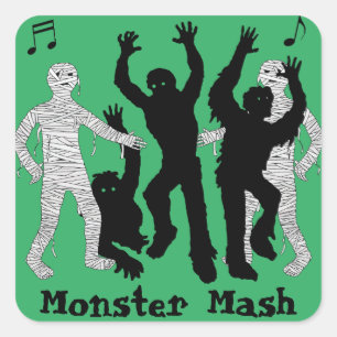 Halloween Monster Mash Dance Party Quadratischer Aufkleber