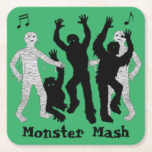 Halloween Monster Mash Dance Party Rechteckiger Pappuntersetzer